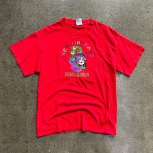Vintage Delta Pro Weight New Orleans French Quarter Red Size Medium Tee Shirt